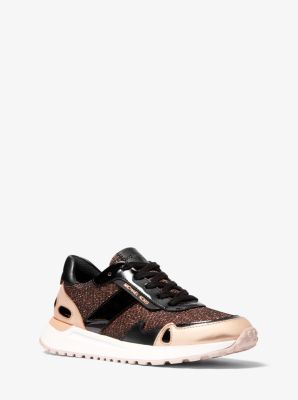 olympia glitter chain mesh and leather trainer