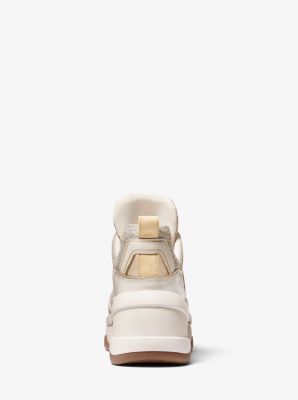 michael michael kors olympia nylon and logo trainer