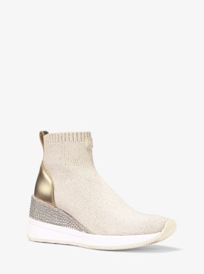 Skyler Embellished Metallic Stretch Knit Sock Sneaker