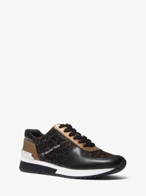 allie leopard lace up trainer