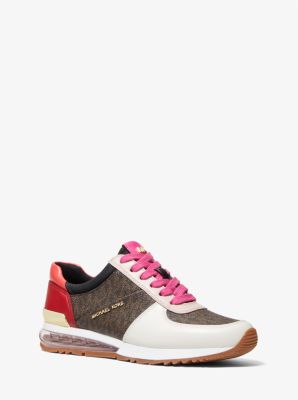 Michael michael kors allie embellished leather and sales canvas trainer