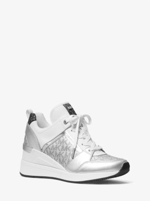 michael kors georgie logo and leather trainer