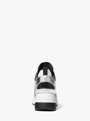 Georgie Leather and Glitter Chain-Mesh Trainer | Michael