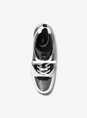 Georgie Leather and Glitter Chain-Mesh Trainer | Michael