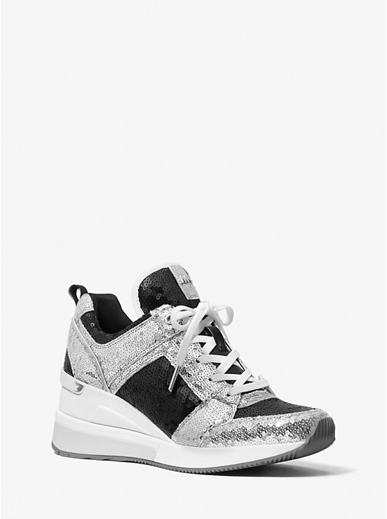 Georgie Two-Tone Sequined Canvas Trainer image number 0