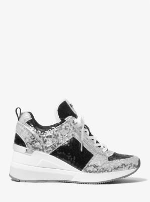 Georgie Two-Tone Sequined Canvas Trainer