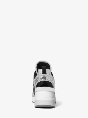 Georgie Two-Tone Sequined Canvas Trainer