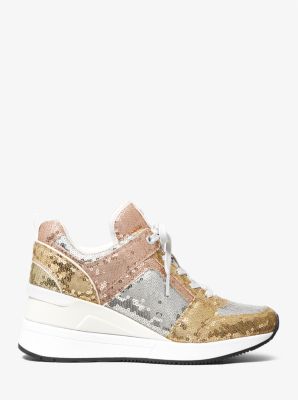 Georgie Color-Block Sequined Canvas Trainer | Michael Kors