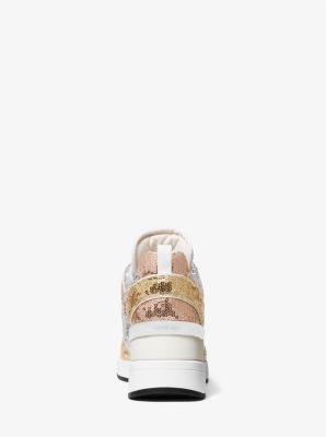 Felicia leather and deals canvas platform trainer