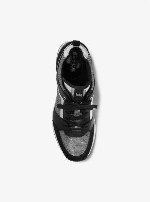 Georgie Leather and Glitter Chain-Mesh Trainer image number 3