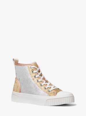 Gertie Two-Tone Sequined Canvas High-Top Sneaker | Michael Kors
