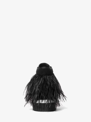 Gertie Feather Embellished Suede High-Top Sneaker in NEGRO | Michael Kors