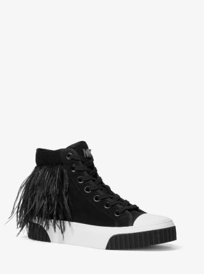 Gertie Feather Embellished Suede High-Top Sneaker | Michael Kors