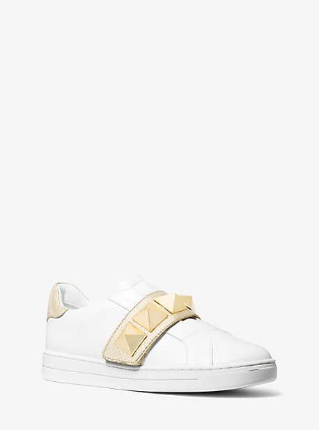 Michaelkors Kenna Studded Leather Sneaker,PALE GOLD