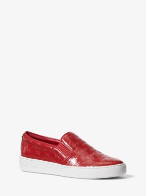 Keaton Logo Embossed Patent Slip On Sneaker Michael Kors