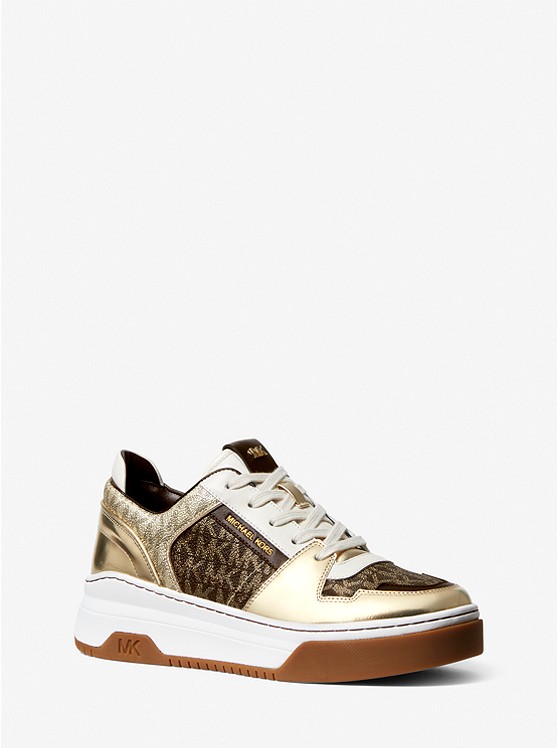 Lexi Color-Blocked Leather and Logo Sneaker