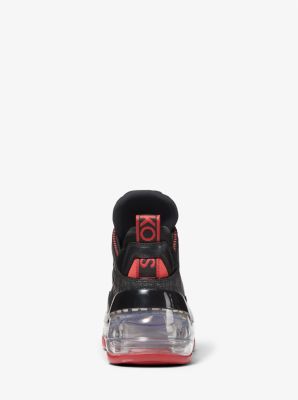 Olympia Extreme Logo Tape Mixed-Media Trainer | Michael Kors