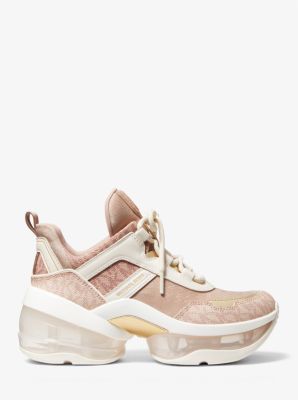 Olympia Extreme Color-Block Jacquard and Logo Trainer in FAWN | Michael Kors