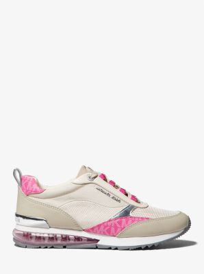 Allie Stride Extreme Mixed-Media Trainer in CERISE MULTI | Michael Kors