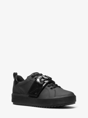 Emmett Logo Embellished Faux Leather Sneaker in BLACK | Michael Kors