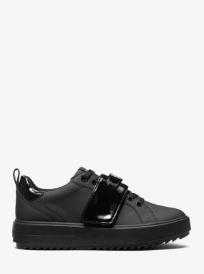 Emmett Logo Embellished Faux Leather Sneaker in BLACK | Michael Kors