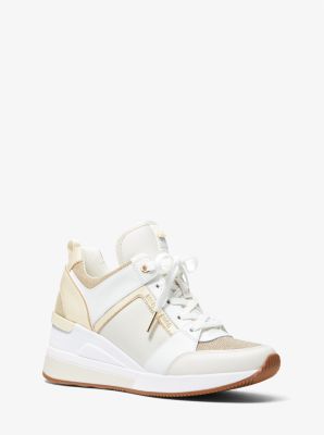 Georgie faux cheap leather wedge trainers