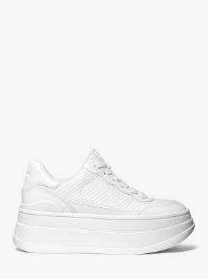 Hayes Snake Embossed Leather Platform Sneaker | Michael Kors