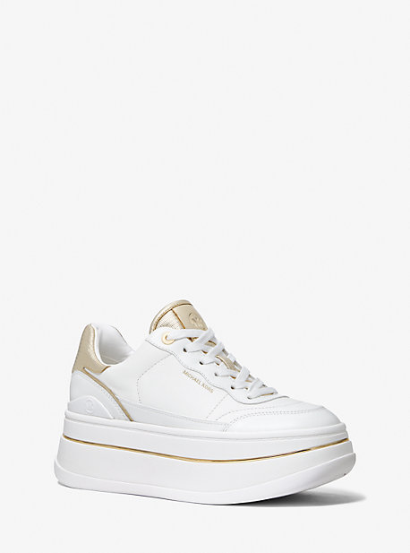 MK Hayes Leather Platform Trainers - Pale Gold - Michael Kors