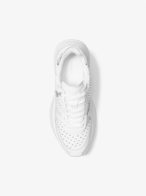 Arla Studded Leather Trainer in OPTIC WHITE | Michael Kors