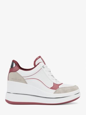 Sneaker Emmy in materiale misto con zeppa in PALISSANDRO | Michael Kors