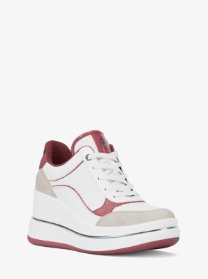 MK Sneaker Emmy Aus Materialmix Mit Keilabsatz - Weiss