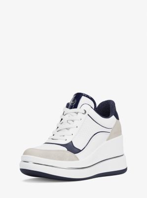 Emmy Mixed-Media Wedge Trainer in DRESS BLUES | Michael Kors