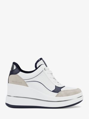 Emmy Mixed-Media Wedge Trainer in DRESS BLUES | Michael Kors