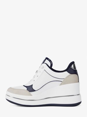 Emmy Mixed-Media Wedge Trainer in DRESS BLUES | Michael Kors