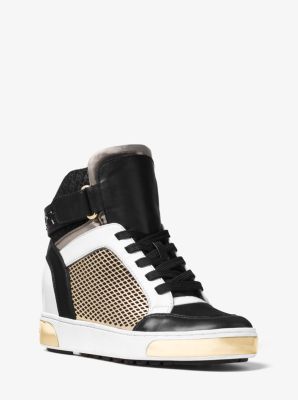 Pia High-Top Tri-Tone Leather Sneaker 