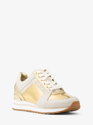 Michael michael kors billie metallic leather and satin shop sneaker