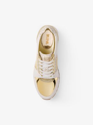 Michael michael kors billie metallic leather and satin shop sneaker