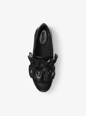 Bella Ruffled Embossed Leather Slip-On Sneaker