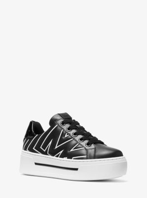ashlyn embossed logo leather platform sneaker