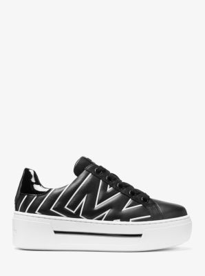 ashlyn embossed logo leather platform sneaker