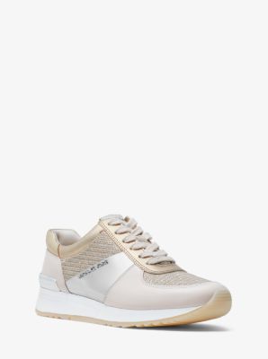 olympia glitter chain mesh and leather trainer