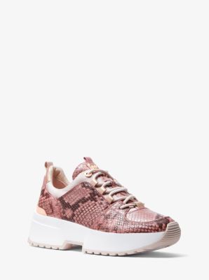 Cosmo Snake-Embossed Leather Trainer 