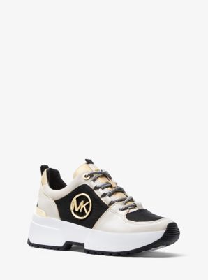 cosmo studded leather and logo trainer