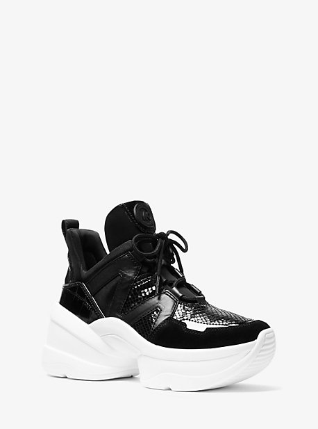 Olympia Leather Mixed-Media Trainer