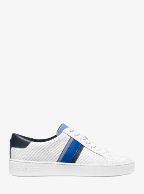 Irving Stripe Snake-Embossed Leather Sneaker