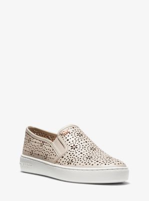 perforated leather slip on sneakers