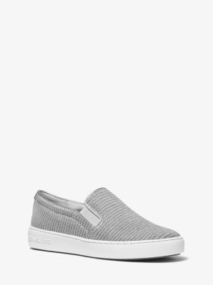 michael kors silver slip on shoes