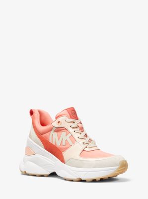 mickey satin and leather trainer