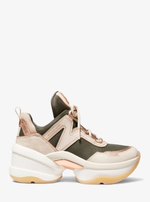 Olympia Canvas and Leather Trainer | Michael Kors