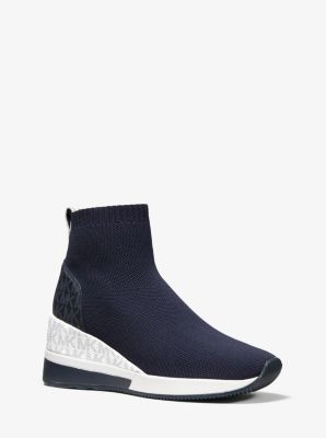 Michael Kors Skyler Logo Print Stretch Knit Sneaker Booties